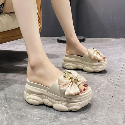 Platform Bow Slide Sandals