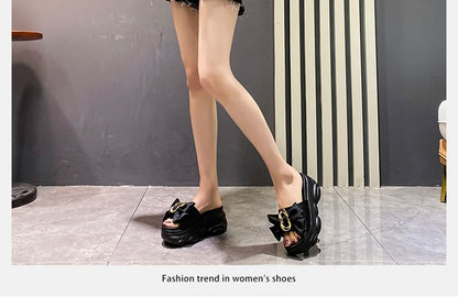 Platform Bow Slide Sandals
