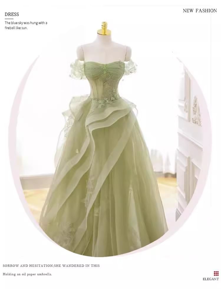 Off-Shoulder Sequin Ruffle Trim A-Line Evening Gown