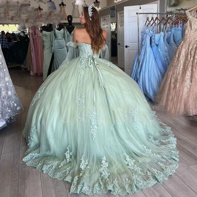Off-Shoulder Floral Embroidered Ball Gown