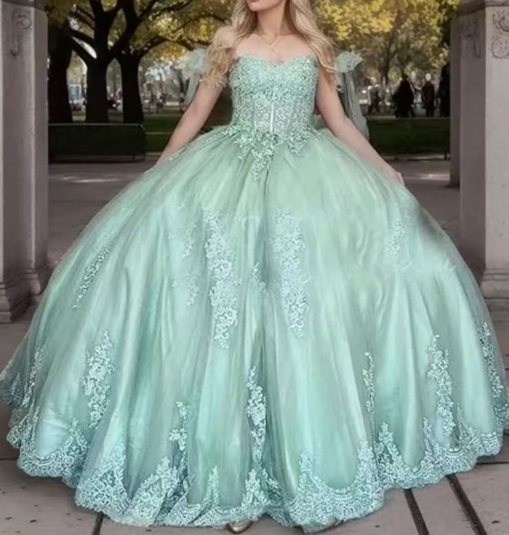 Off-Shoulder Floral Embroidered Ball Gown