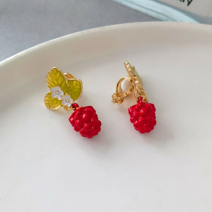 Floral Berry Glaze Alloy Drop Earring