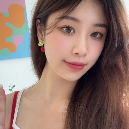 Floral Berry Glaze Alloy Drop Earring