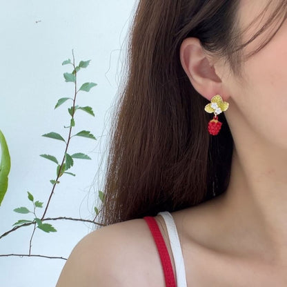 Floral Berry Glaze Alloy Drop Earring
