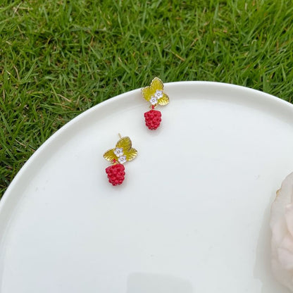 Floral Berry Glaze Alloy Drop Earring