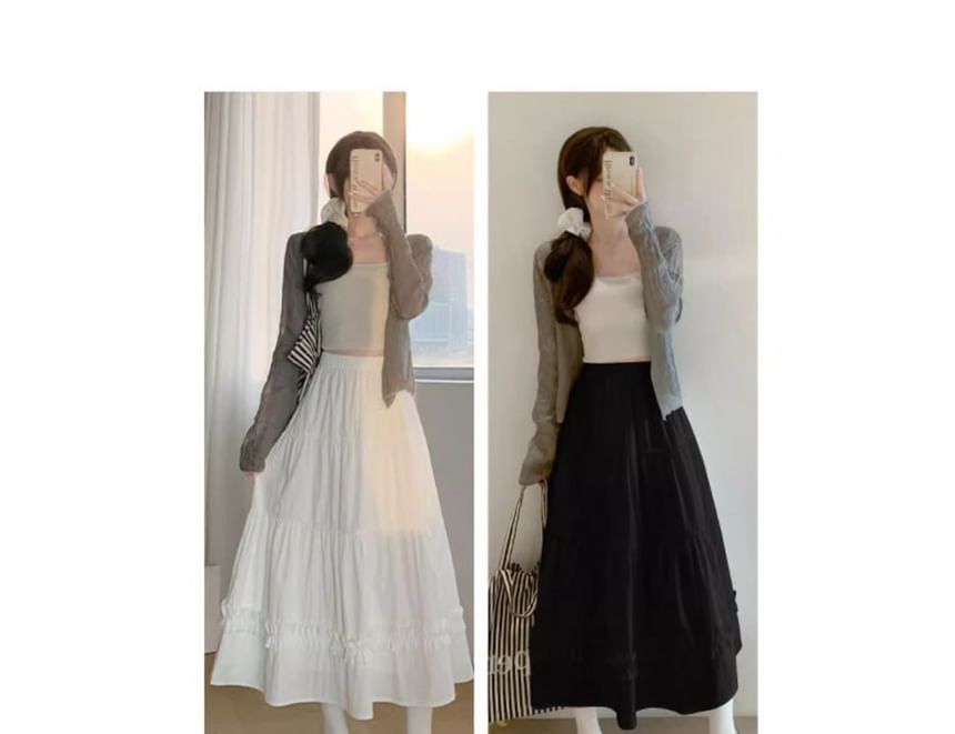 Elevated Midi A-Line Skirt with Frilled Hem