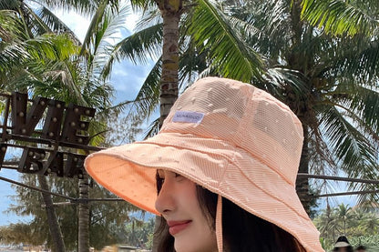 Lettering Applique Plaid Bucket Hat