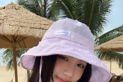 Lettering Applique Plaid Bucket Hat