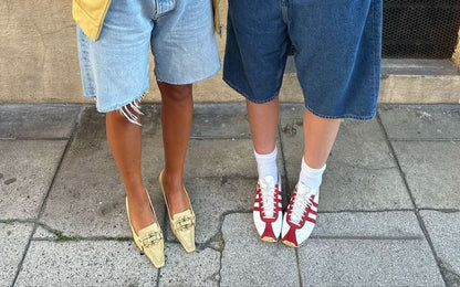 Waist Pocket Low Denim Straight-Leg Shorts Washed