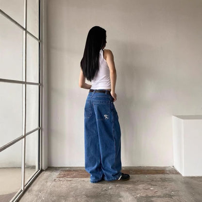 Low Rise Washed Loose-Fit Wide-Leg Jeans