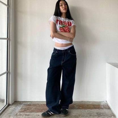 Low Rise Washed Loose-Fit Wide-Leg Jeans