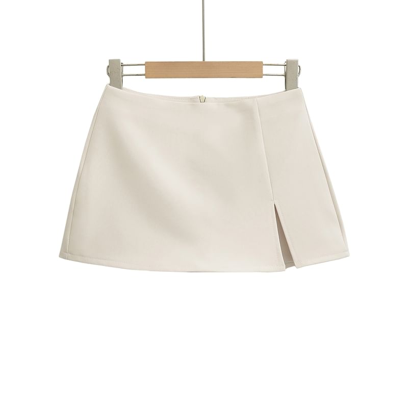 Slit Mini Skirt with High Waist and A-Line Shape