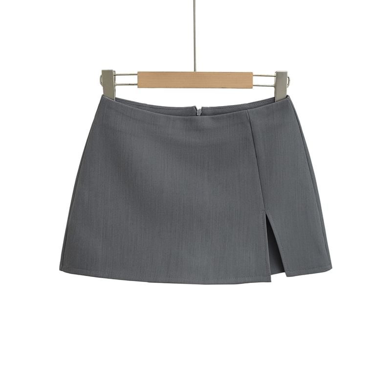 Slit Mini Skirt with High Waist and A-Line Shape