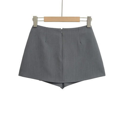 Slit Mini Skirt with High Waist and A-Line Shape