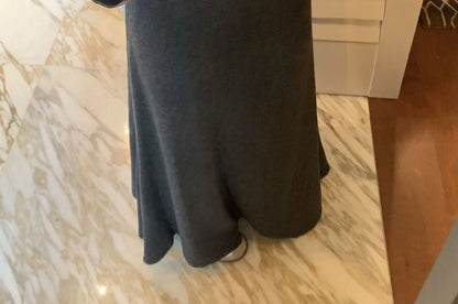 Long A-Line Skirt with High Rise and Plain Fabric