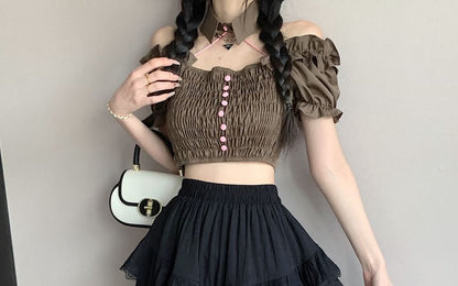 Tiered Lace Mini Skirt with High Rise