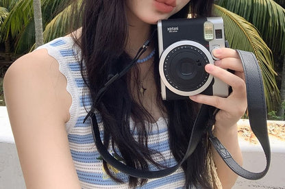 Lettering Applique Contrast Trim Knit Bucket Hat