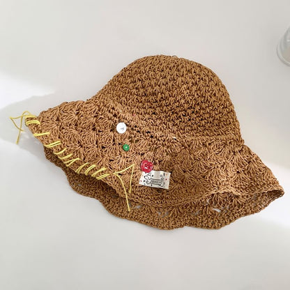 Contrast Stitching Straw Sun Hat