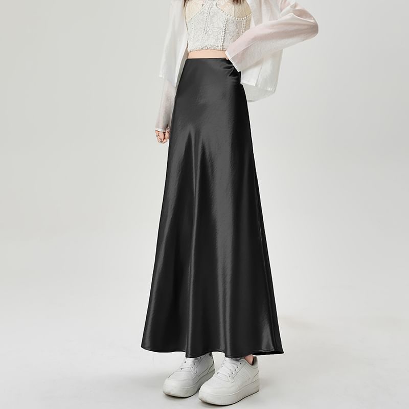 Classic Midi A-Line Skirt with High Waist