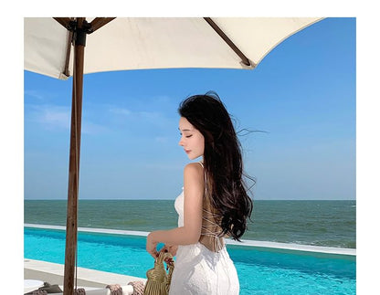 Spaghetti Strap Jacquard Open Back Maxi Mermaid Dress