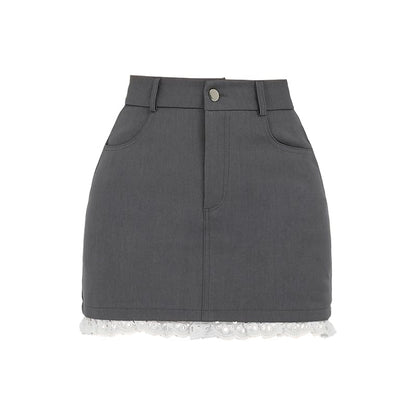 Lace Embellished Mini Pencil Skirt with High Rise