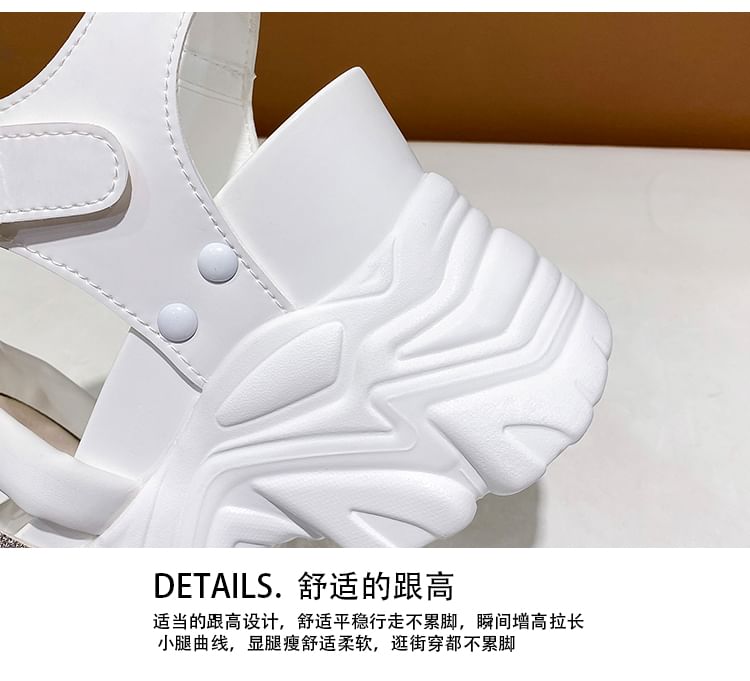 Rhinestone Strappy Platform Chunky Heel Sandals