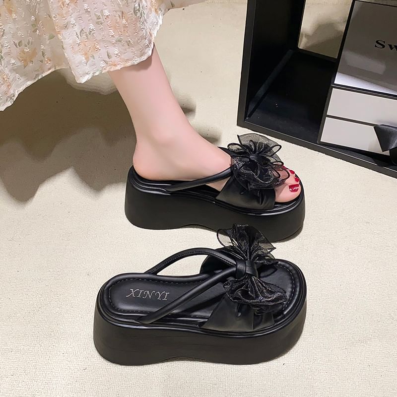 Flower Platform Slide Sandals