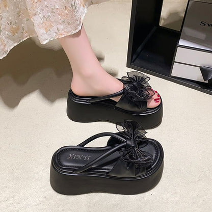 Flower Platform Slide Sandals
