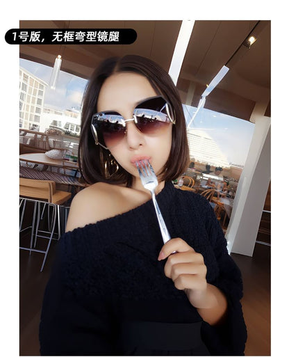 Set:  Gradient Frameless Sunglasses + Case + Cleaning Cloth (Various Designs)