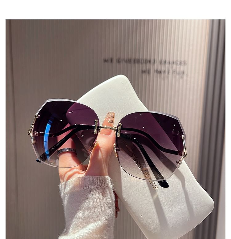 Set:  Gradient Frameless Sunglasses + Case + Cleaning Cloth (Various Designs)