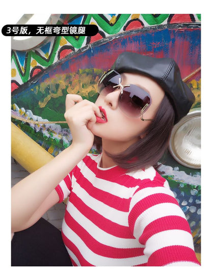 Set:  Gradient Frameless Sunglasses + Case + Cleaning Cloth (Various Designs)