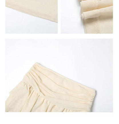 Cowl Neck Solid Cropped Halter & Asymmetric Long A-Line Skirt Set