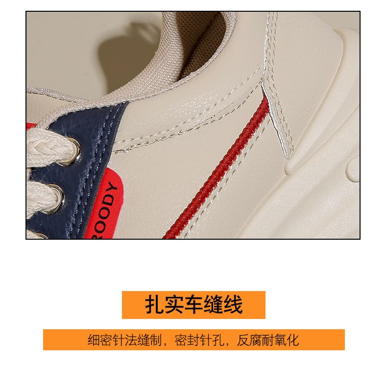 Platform Lace-Up Faux Leather Sneakers