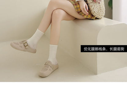 Plain Perforated Buckled Mules