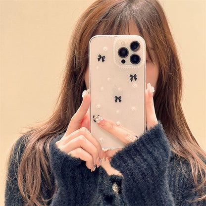 Faux Pearl Bow iPhone Case