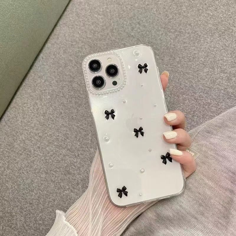 Faux Pearl Bow iPhone Case
