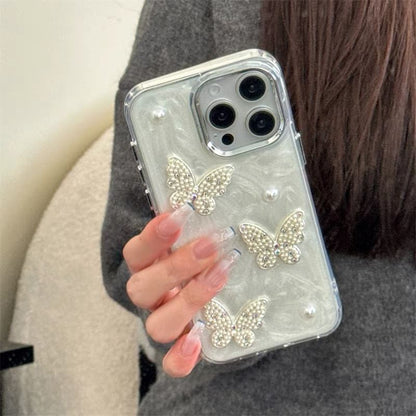 Faux Pearl Butterfly iPhone Case