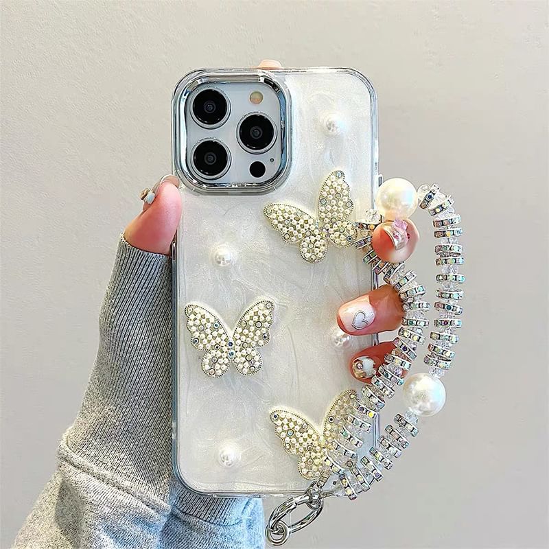 Faux Pearl Butterfly iPhone Case