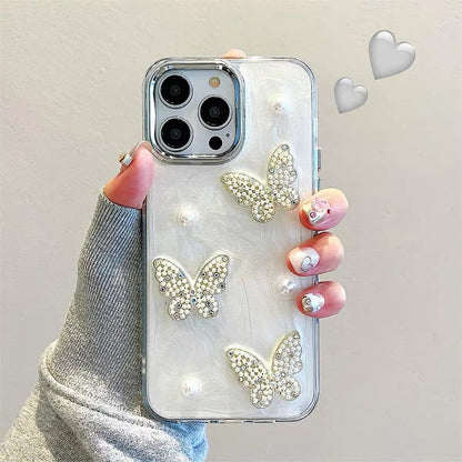 Faux Pearl Butterfly iPhone Case