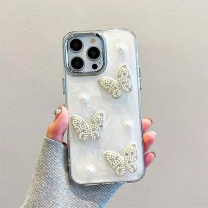 Faux Pearl Butterfly iPhone Case