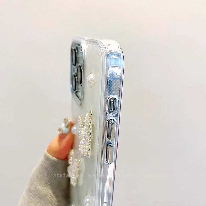 Faux Pearl Butterfly iPhone Case