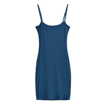 Spaghetti Strap Scoop Neck Plain Mini Bodycon Dress