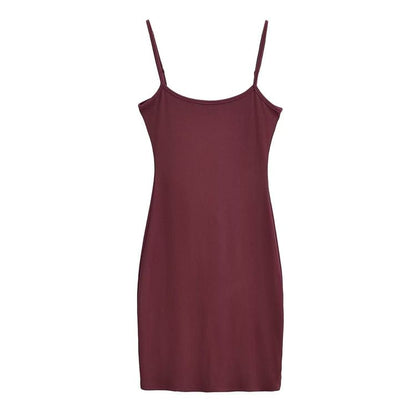 Spaghetti Strap Scoop Neck Plain Mini Bodycon Dress
