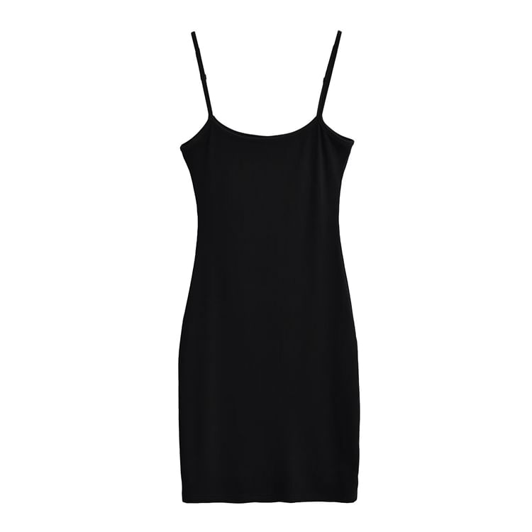Spaghetti Strap Scoop Neck Plain Mini Bodycon Dress