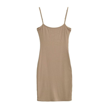 Spaghetti Strap Scoop Neck Plain Mini Bodycon Dress