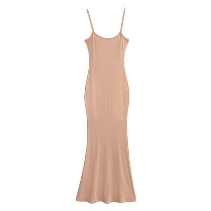 Spaghetti Strap Scoop Neck Plain Maxi Mermaid Dress