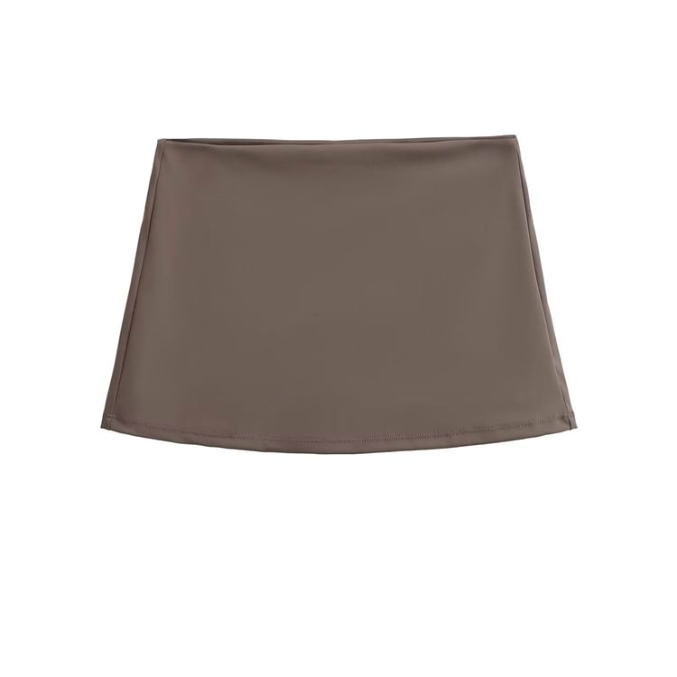 Mid-Rise Solid Short Pencil Skirt