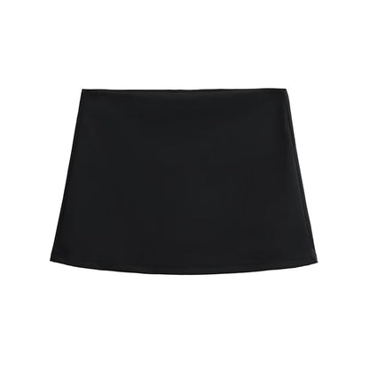 Mid-Rise Solid Short Pencil Skirt