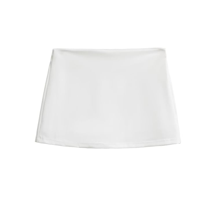 Mid-Rise Solid Short Pencil Skirt