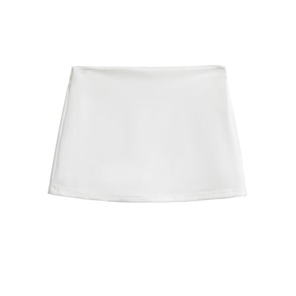 Mid-Rise Solid Short Pencil Skirt